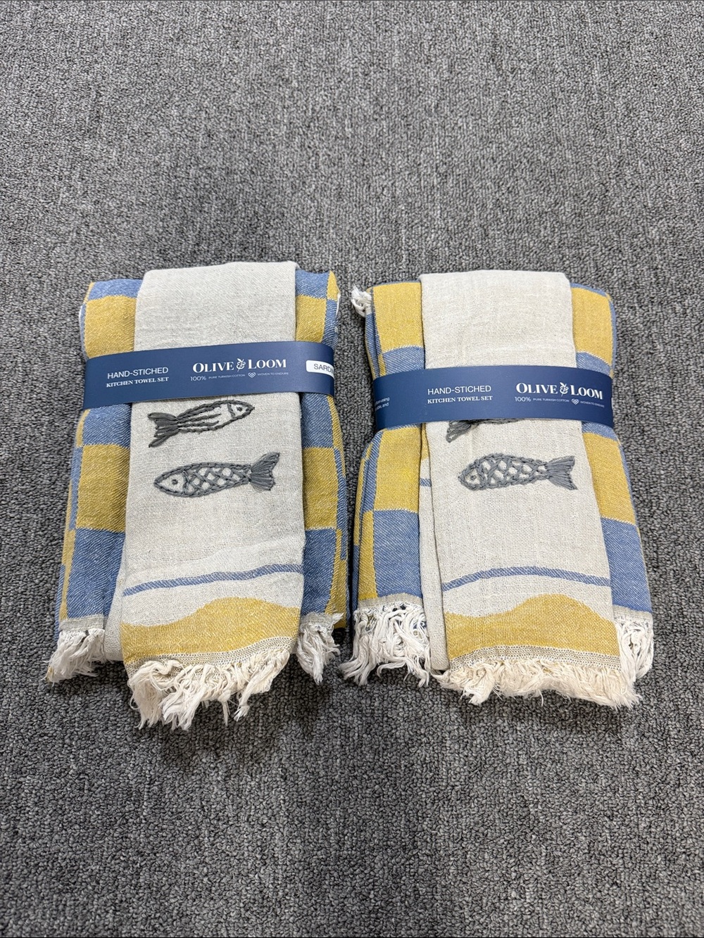 Olive & Loom SARDINE HAND-STITCHED TEA TOWEL SET